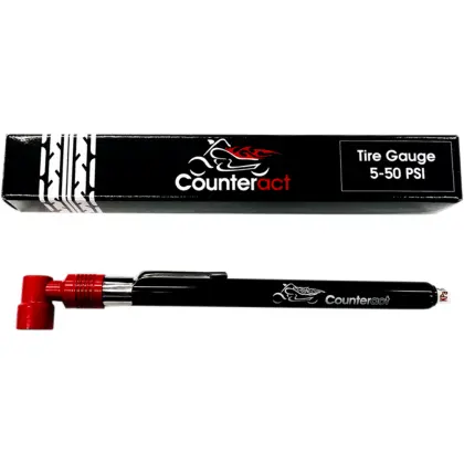 Counteract 90 Degree Analog Tire Pressure Gauge - 5-50Psi - Red/Blk - Metal Construction 1