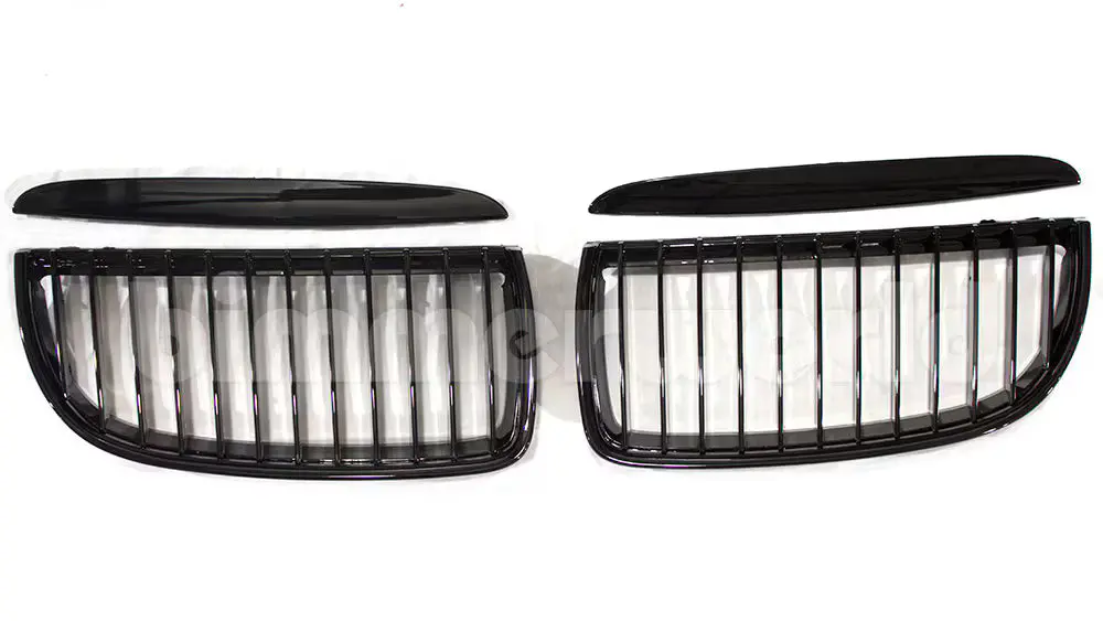 Gloss Black Front Grilles - E90 Sedan, E91 Wagon (Pre-Lci) 2006-2008 1
