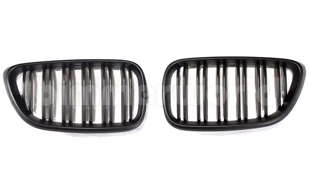 Matte Black Front Grilles - F22 2-Series - Dual Slats 1