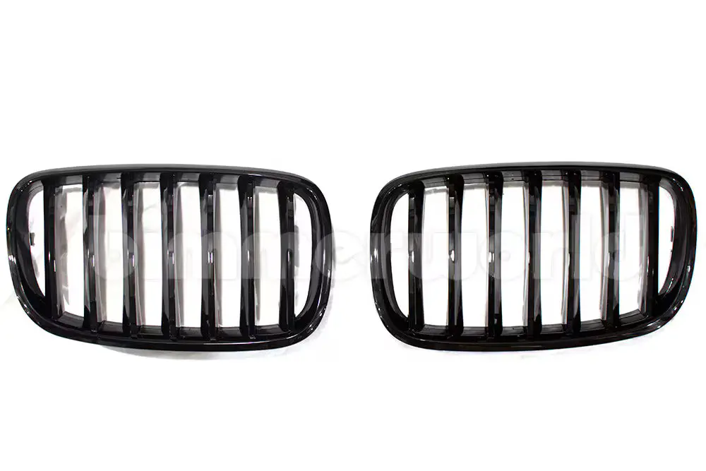 Gloss Black Front Grilles - 2007-2013 Bmw X5 & X6 (E70/E71) 1