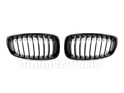 Gloss Black Front Grilles - F34 Gt - Single Slat 1