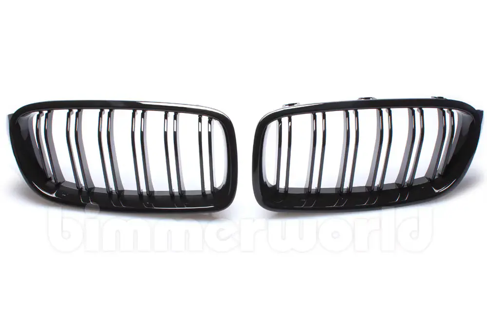 Gloss Black Front Grilles - F30 Sedan, F31 Wagon - Dual Slats 1