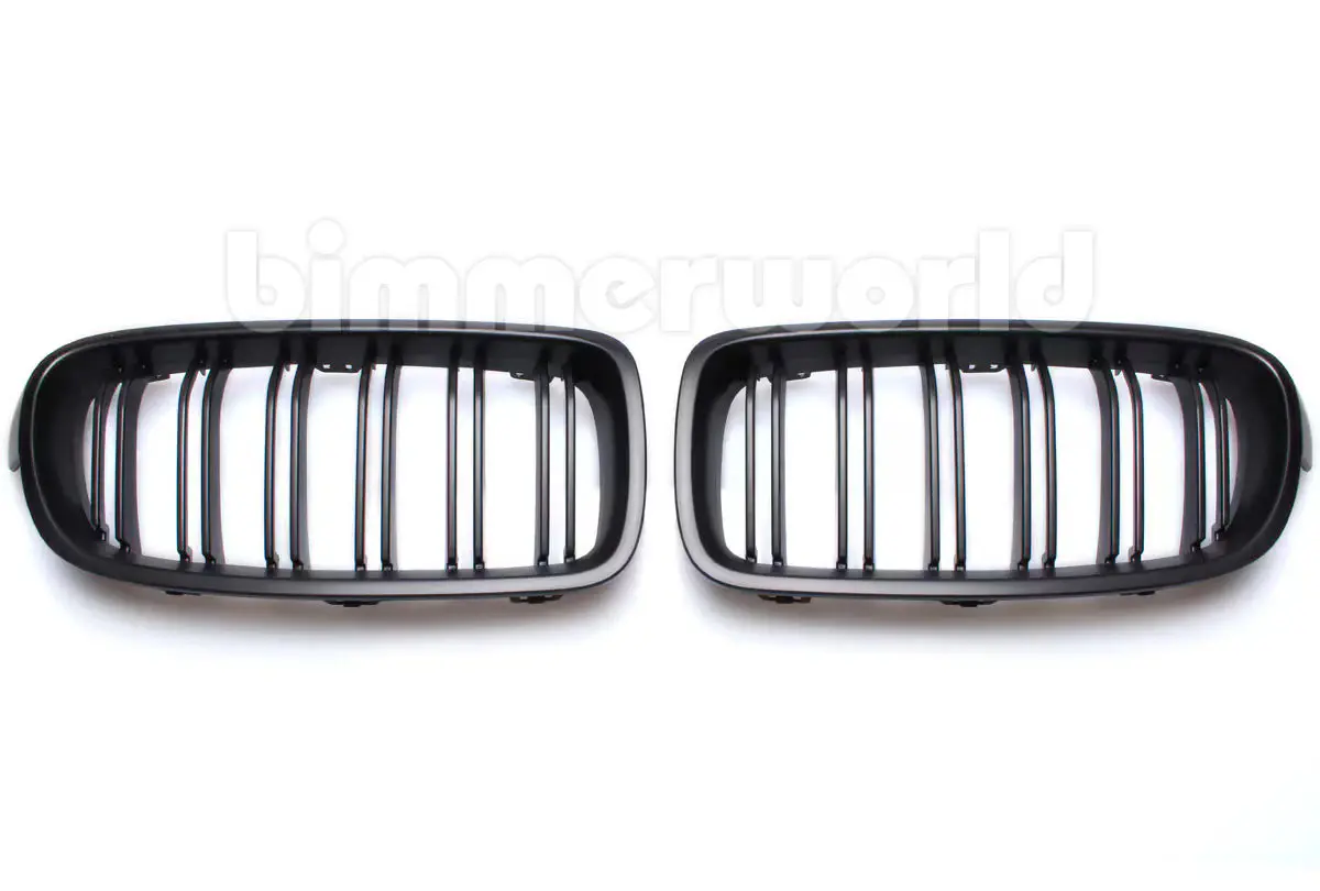 Matte Black Front Grilles - F30 Sedan, F31 Wagon - Dual Slats 1
