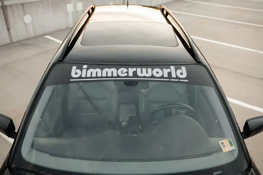 Bimmerworld Windshield Banner, Gloss Silver On Matte Black 1