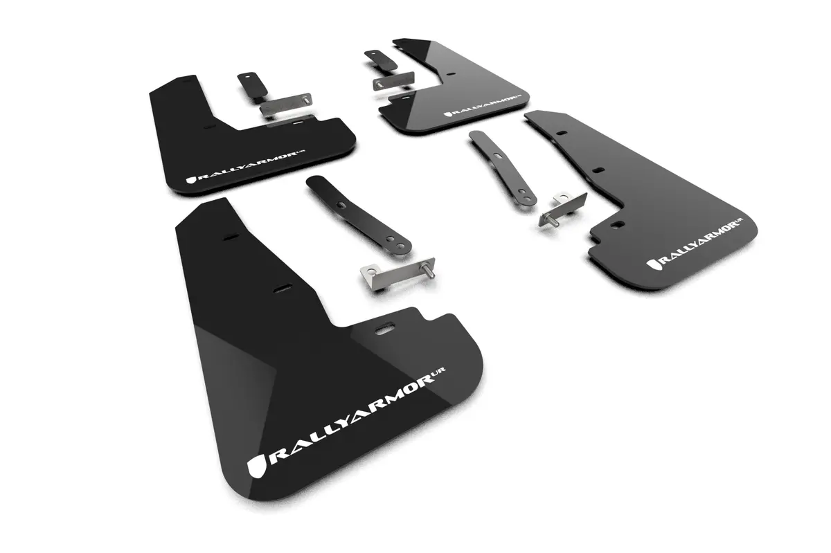 Rally Armor 25-26 Kia Ev6 Base Light/Gt/Gt-Line Black Mud Flap - White Logo 1