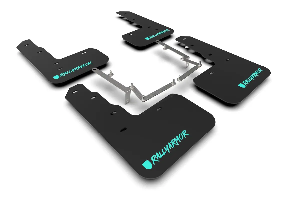 Rally Armor 17-22 Honda Civic Type R Black Ur Mud Flap Altered Font Teal Logo 1