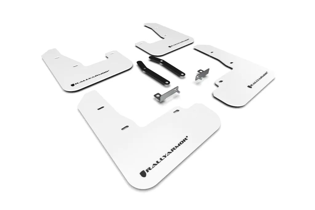 Rally Armor 19-21 Hyundai Elantra Gt N Line/I30 White Ur Mud Flap W/Black Logo 1
