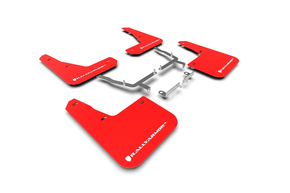 Rally Armor 19-25 Ford Focus St Mk4 Red Ur Mud Flap W/White Logo 1