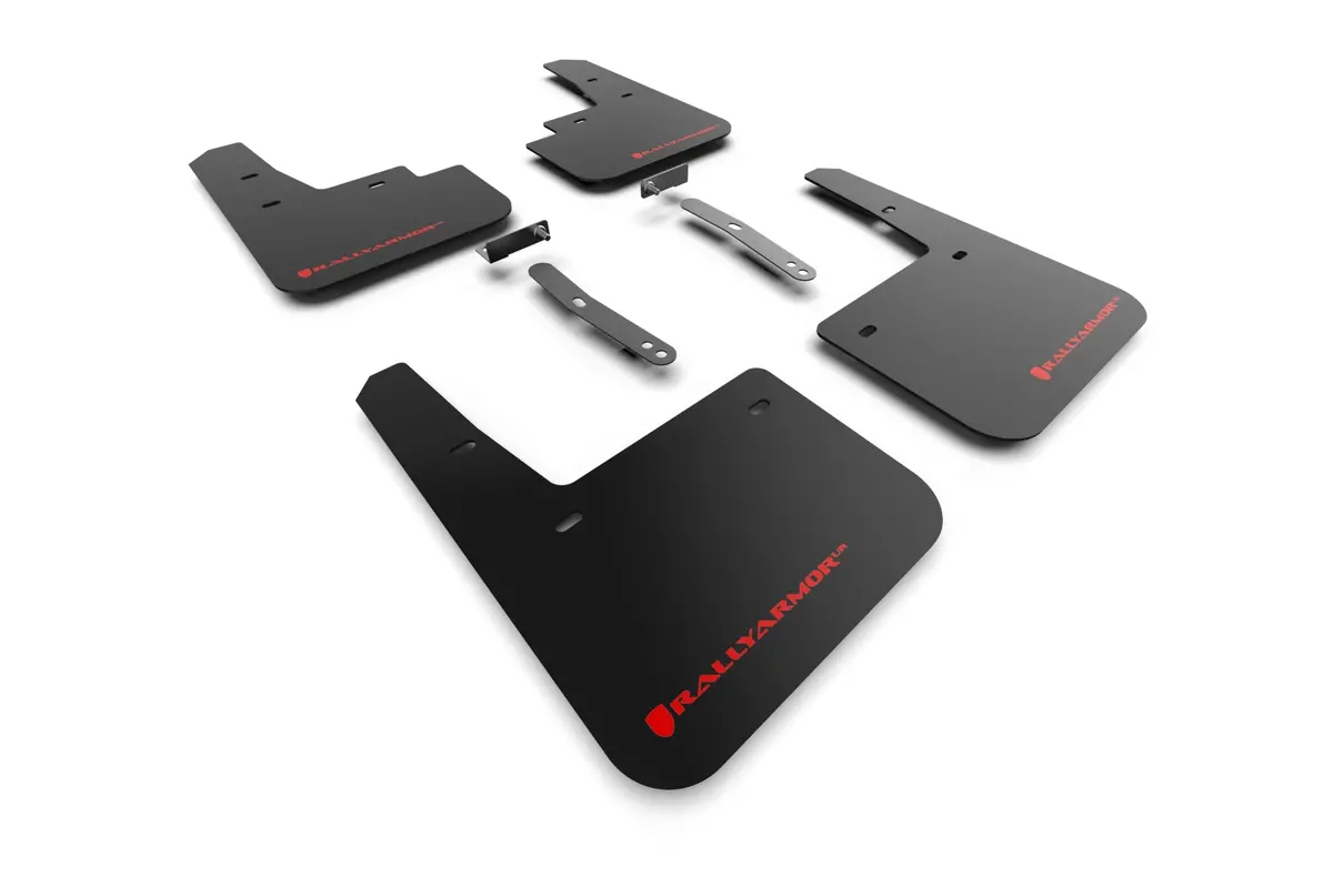Rally Armor 22-23 Hyundai Kona N Black Ur Mud Flap W/Red Logo 1