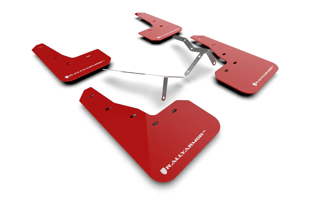 Rally Armor 22-26 Honda Civic/Civic Si/Sport Red Ur Mud Flap W/White Logo 1
