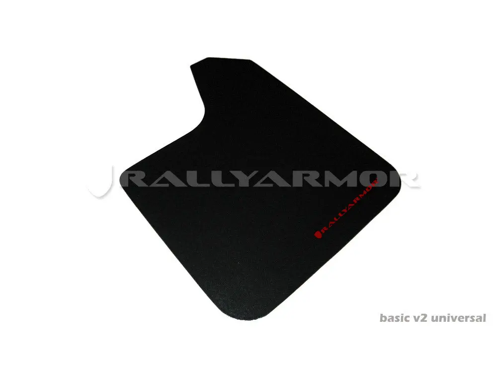 Rally Armor Universal Fit (No Hardware) Basic Black Mud Flap W/ Red Logo 1