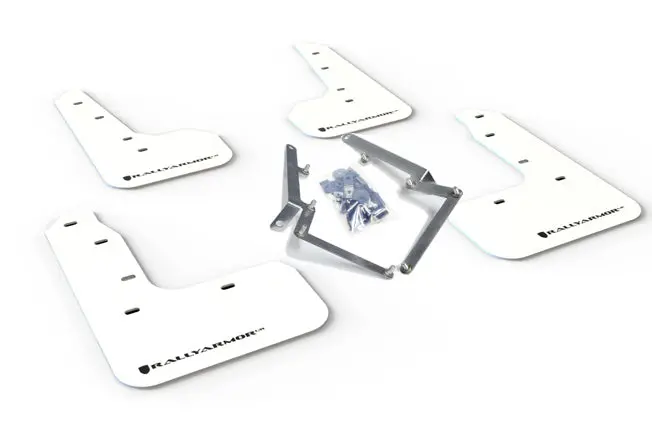 Rally Armor 17-21 Honda Civic Sport/Sport Touring White Ur Mud Flap W/Black Logo 1