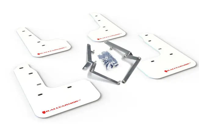 Rally Armor 17-21 Honda Civic Sport/Sport Touring White Ur Mud Flap W/Red Logo 1
