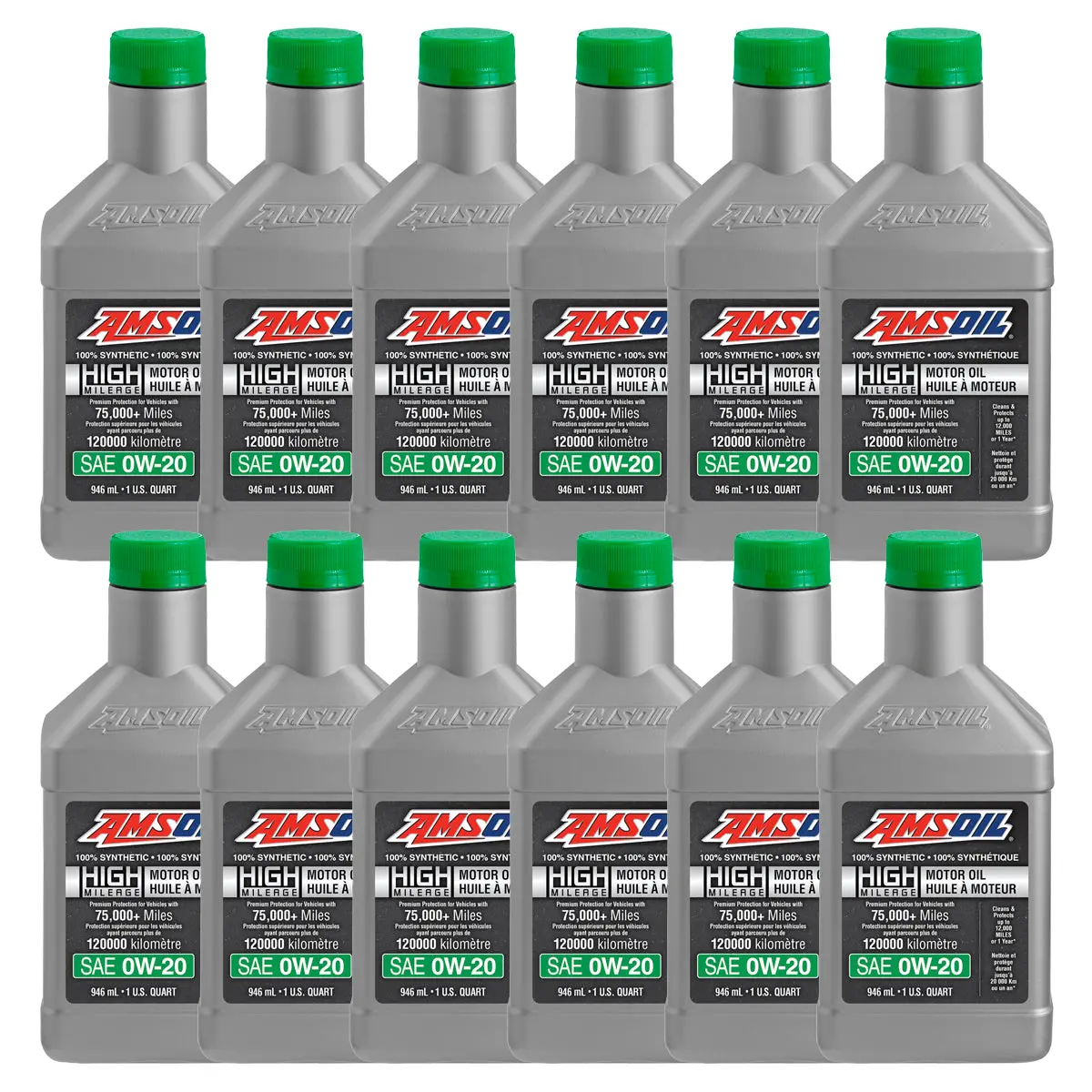 Amsoil 0W-20 100% Synthetic High-Mileage Motor Oil Case Of 12 1