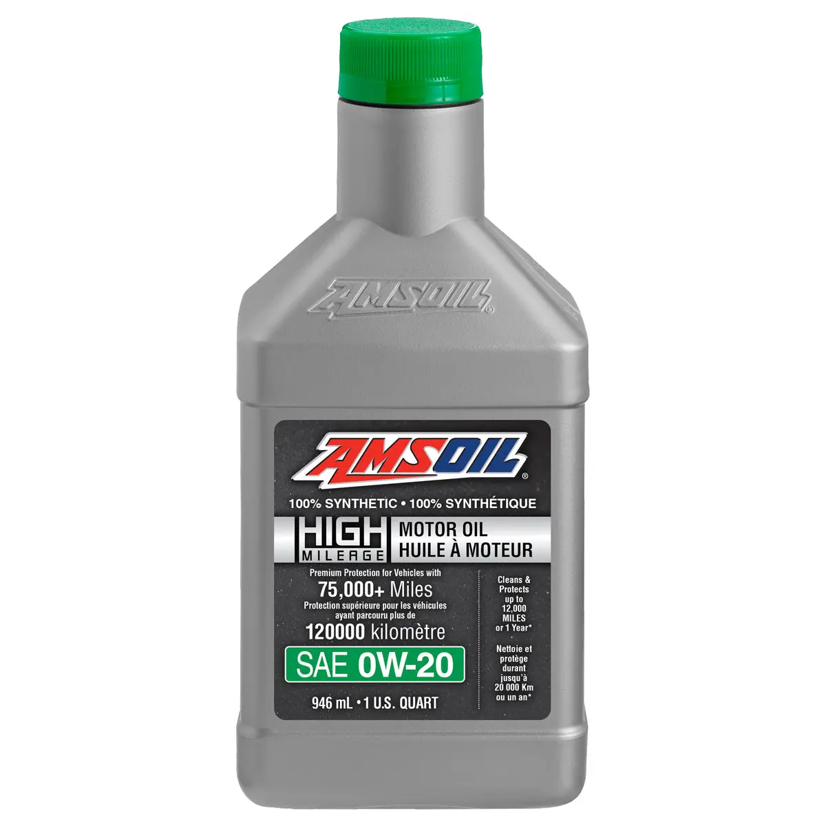 Amsoil 0W-20 100% Synthetic High-Mileage Motor Oil 946 Ml Bottle 1