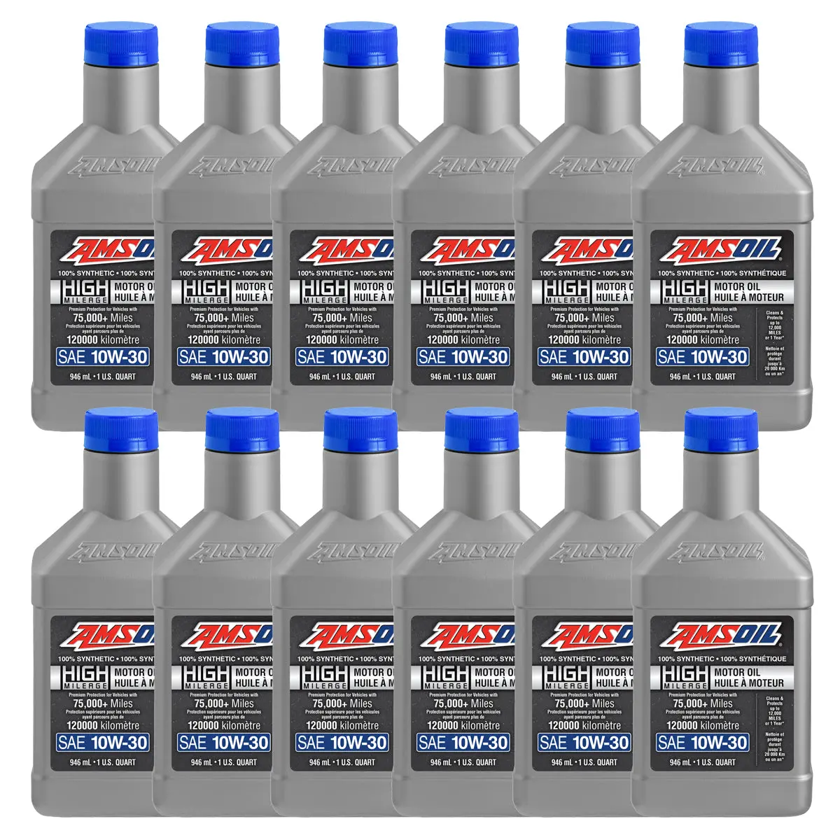 Amsoil 10W-30 100% Synthetic High-Mileage Motor Oil Case Of 12 1