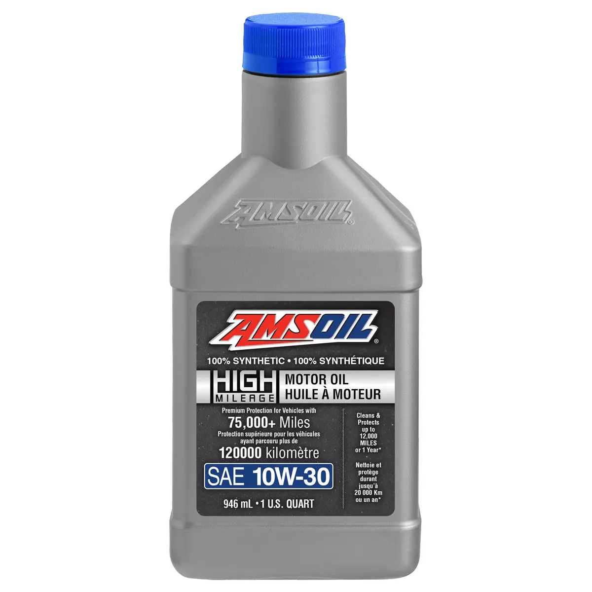 Amsoil 10W-30 100% Synthetic High-Mileage Motor Oil 946 Ml Bottle 1