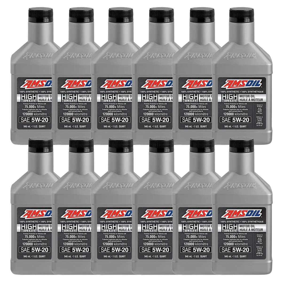 Amsoil 5W-20 100% Synthetic High-Mileage Motor Oil Case Of 12 1
