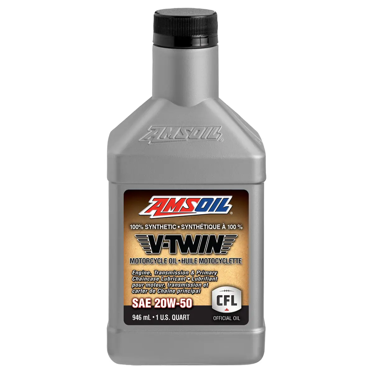 Amsoil 20W-50 100% Synthetic V-Twin Motorcycle Oil 946 Ml Bottle 1