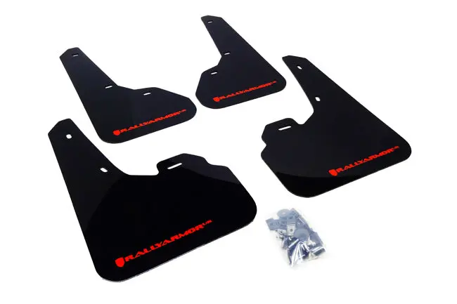 Rally Armor 10-13 Mazda3/Speed3 (Hatch/Sedan) Black Ur Mud Flap W/Red Logo 1