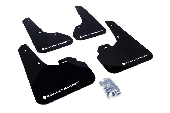 Rally Armor 10-13 Mazda3/Speed3 (Hatch/Sedan) Black Ur Mud Flap W/White Logo 1