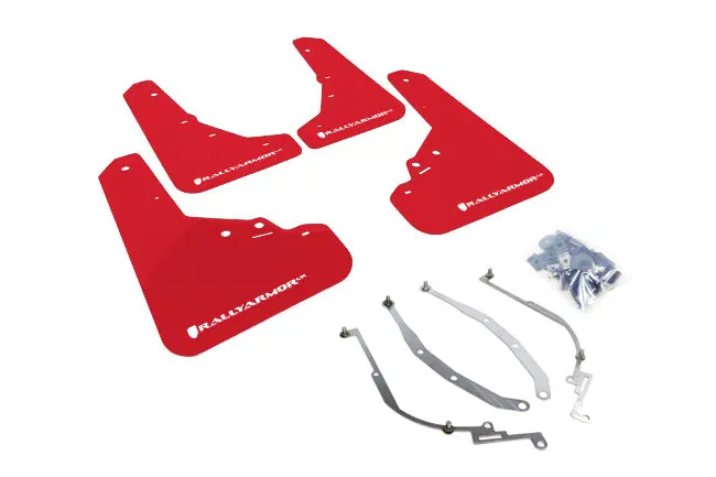 Rally Armor 12-18 Fiat 500 Red Mud Flap W/White Logo 1