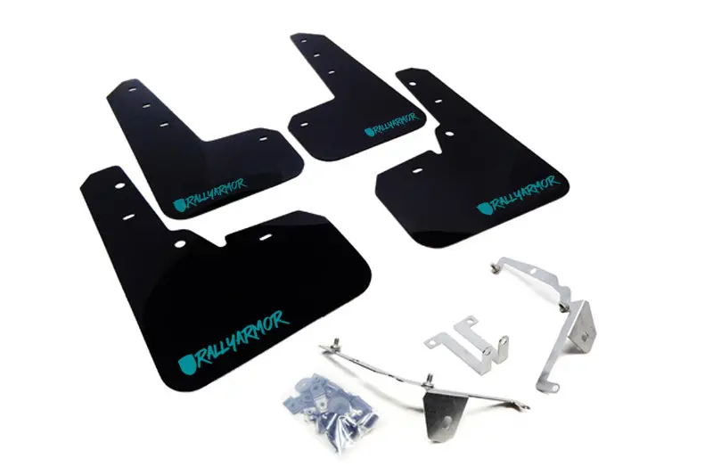Rally Armor 13-17 Subaru Crosstrek Xv Black Ur Mud Flap W/Teal Altered Font Logo 1