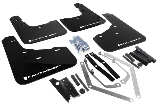 Rally Armor 13-19 Ford Fiesta St Black Ur Mud Flap W/White Logo 1