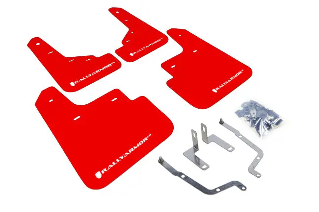 Rally Armor 14-18 Mazda3 Red Ur Mud Flap W/White Logo 1