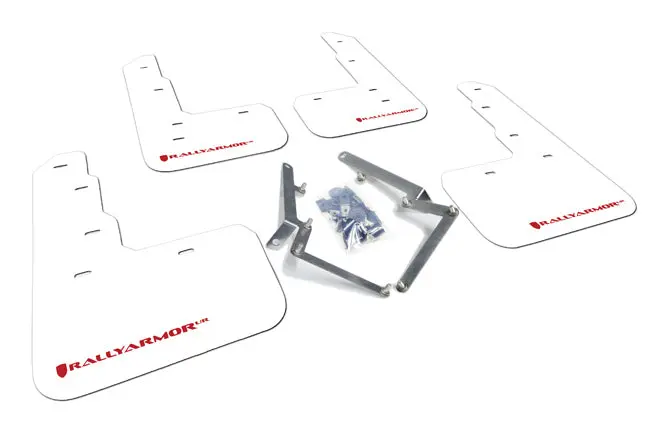 Rally Armor 17-22 Honda Civic Type R White Ur Mud Flap W/Red Logo 1