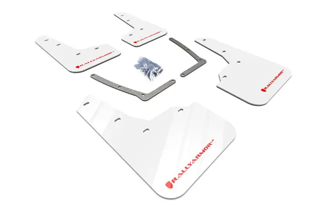 Rally Armor 16-21 Honda Civic Si White Ur Mud Flap W/Red Logo 1