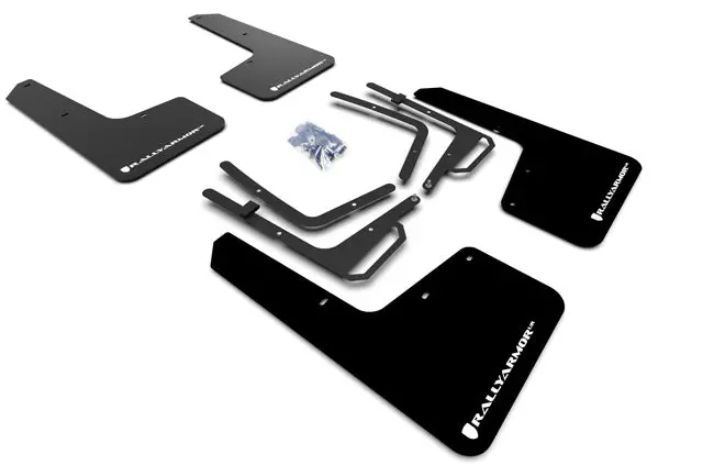 Rally Armor 17-20 Ford F-150 Raptor Gen 2 Black Ur Mud Flap W/White Logo 1