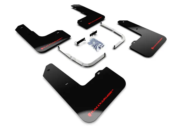 Rally Armor 19-22 Hyundai Veloster N Black Ur Mud Flap W/ Red Logo 1