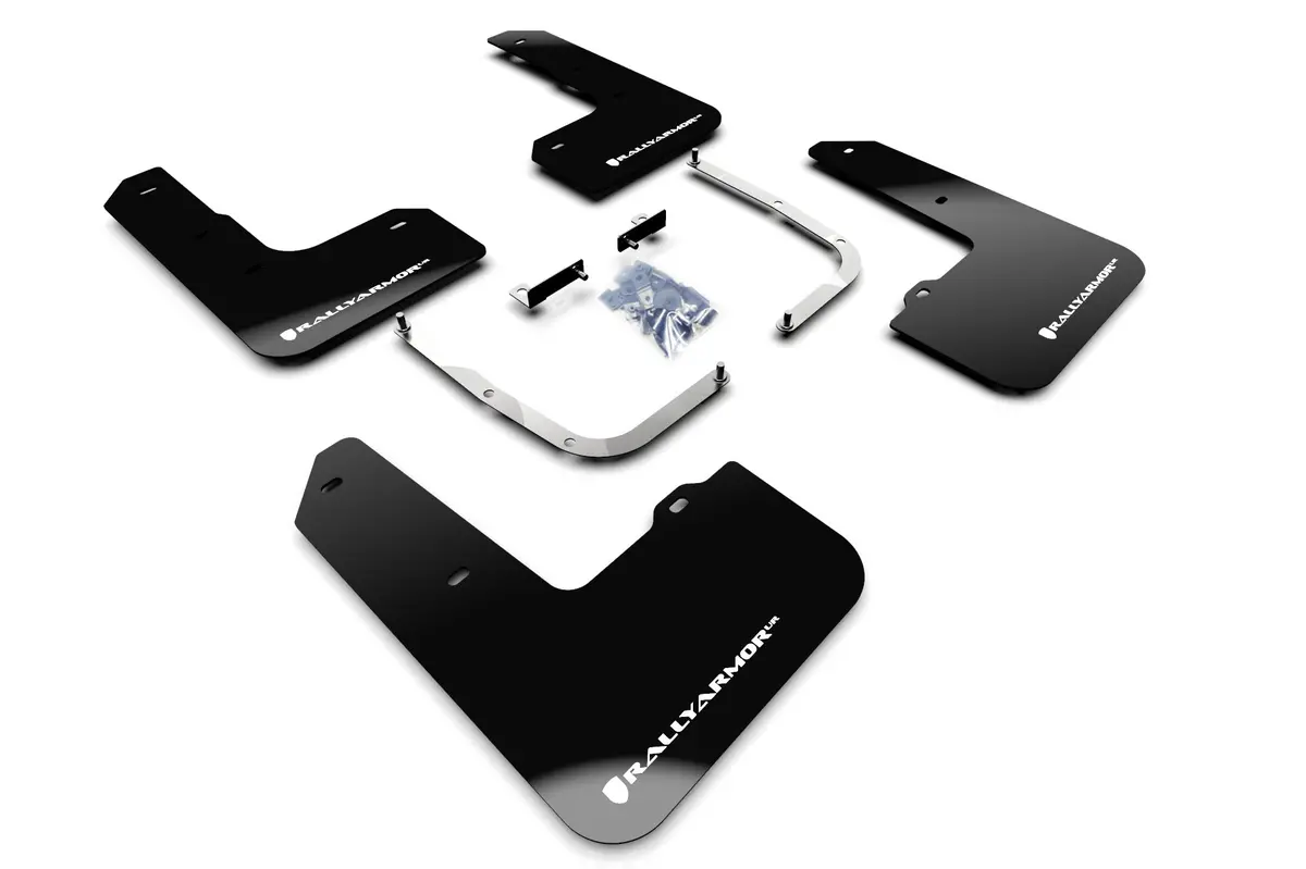 Rally Armor 19-22 Hyundai Veloster N Black Ur Mud Flap W/ White Logo 1