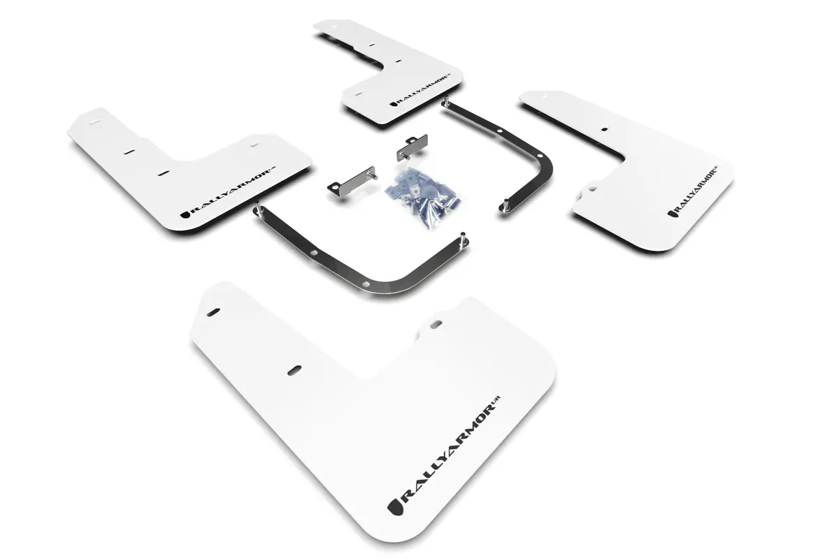 Rally Armor 19-22 Hyundai Veloster N White Ur Mud Flap W/ Black Logo 1