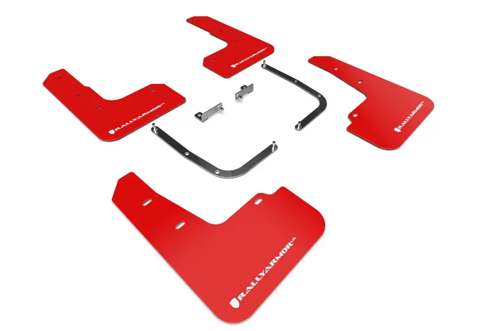 Rally Armor 19-21 Hyundai Veloster Turbo/2.0/R-Spec Red Ur Mud Flap W/White Logo 1