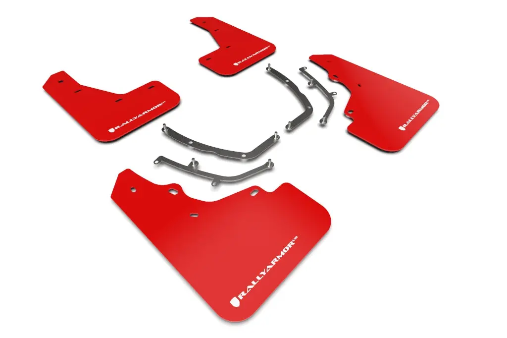 Rally Armor 19-26 Mazda3 Hatchback Red Ur Mud Flap W/White Logo 1