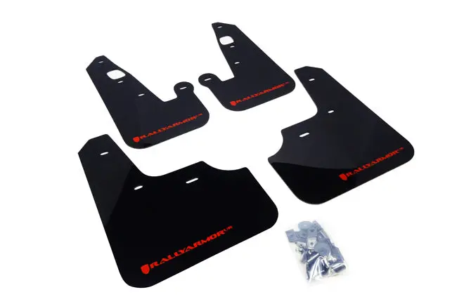 Rally Armor 07-17 Mitsubishi Lancer Black Ur Mud Flap W/ Red Logo 1