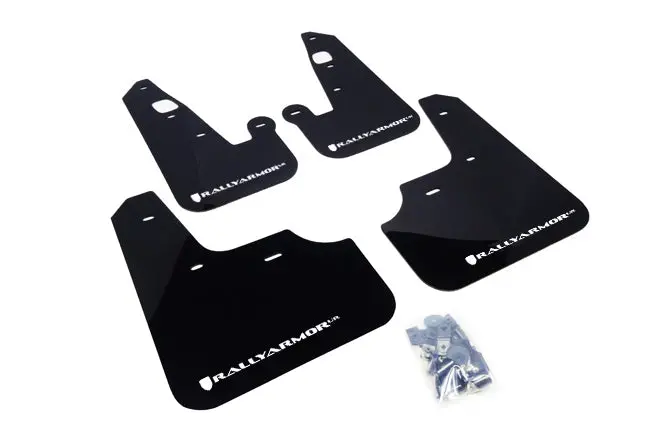 Rally Armor 07-17 Mitsubishi Lancer Black Ur Mud Flap W/ White Logo 1