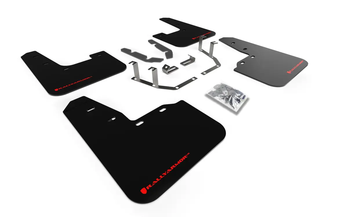 Rally Armor 18-23 Ford Fiesta St Mk8 Black Ur Mud Flap W/Red Logo 1