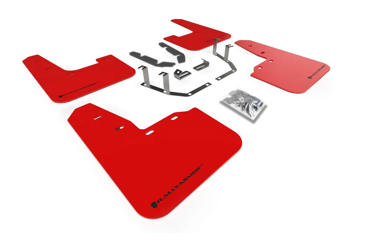 Rally Armor 18-23 Ford Fiesta St Mk8 Red Ur Mud Flap W/Black Logo 1
