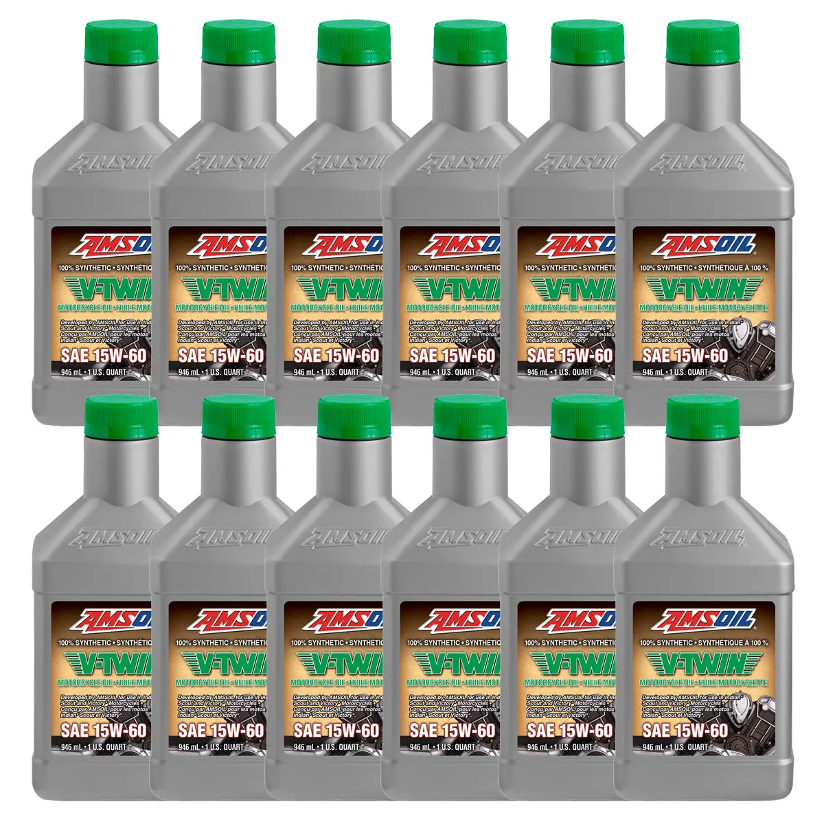 Amsoil 15W-60 100% Synthetic V-Twin Motorcycle Oil Case Of 12 1