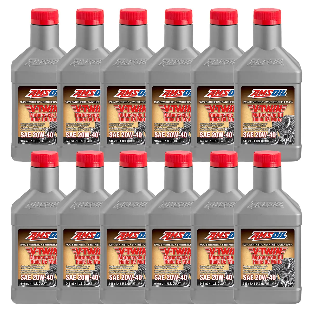 Amsoil 20W-40 100% Synthetic V-Twin Motorcycle Oil Case Of 12 1