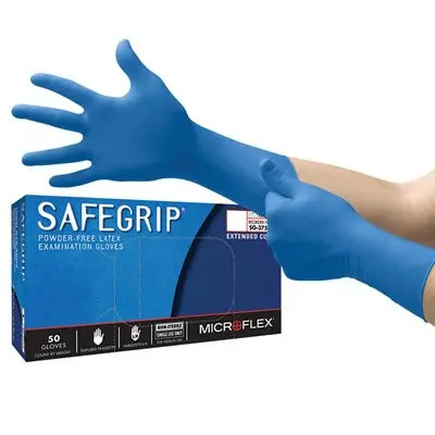Microflex Safegrip Blue 14.2 Mil Latex Gloves Extra Large 1