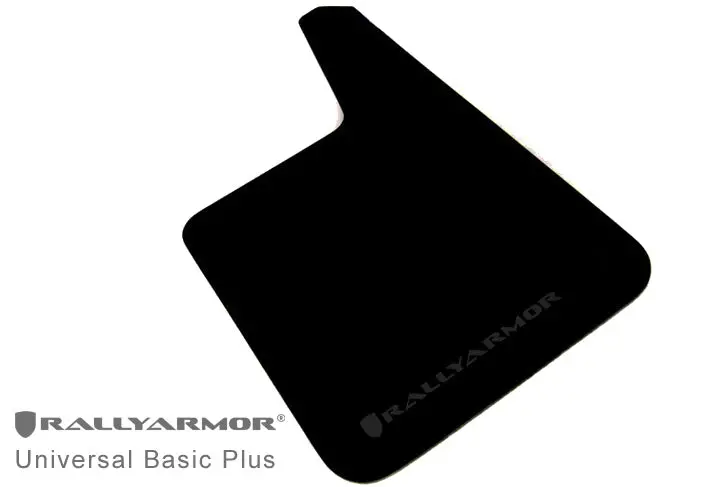 Rally Armor Universal Fit (No Hardware) Basic Plus Black Mud Flap W/ Black Logo 1
