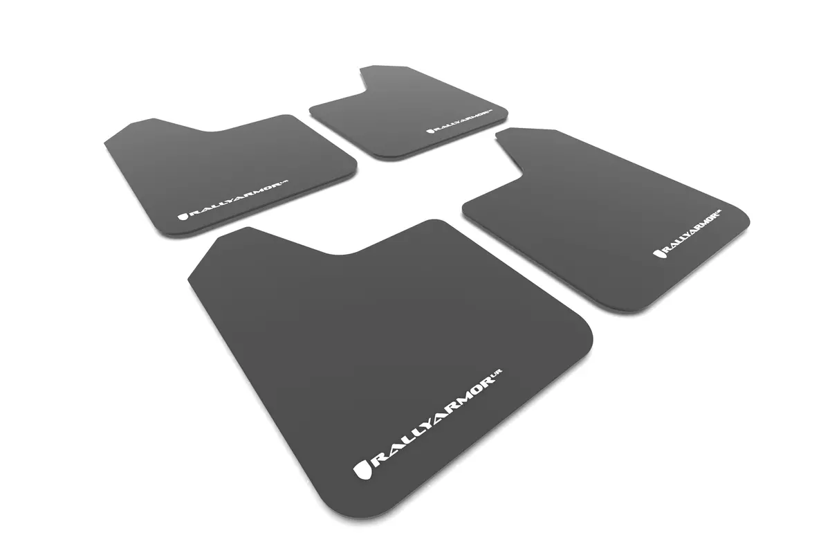 Rally Armor Universal Fit (No Hardware) Black Ur Mud Flap W/ White Logo 1