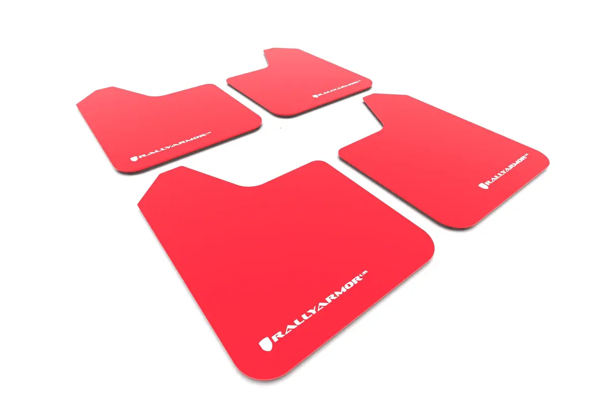 Rally Armor Universal Fit (No Hardware) Red Ur Mud Flap W/ White Logo 1