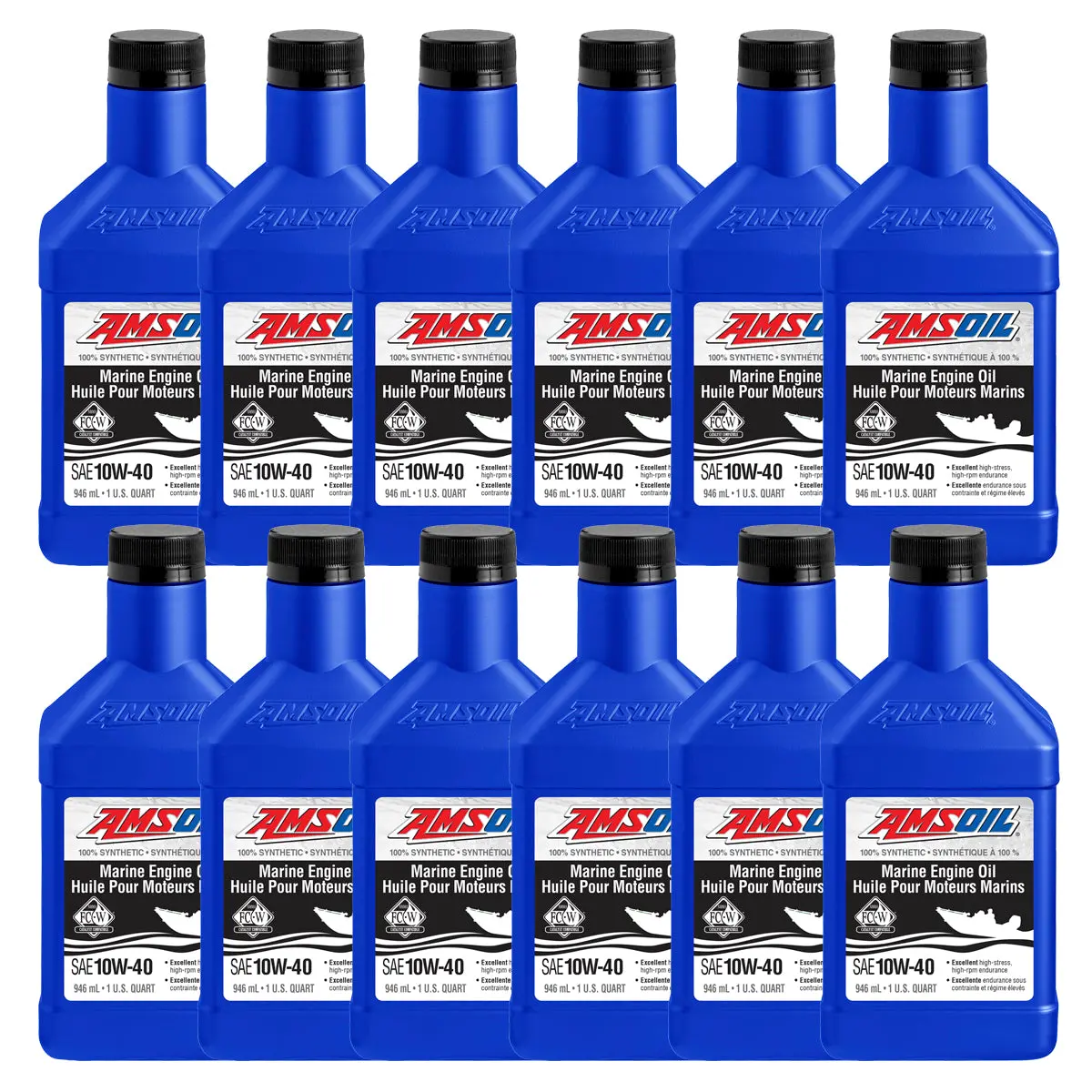 Amsoil 10W-40 100% Synthetic Marine Engine Oil Case Of 12 1