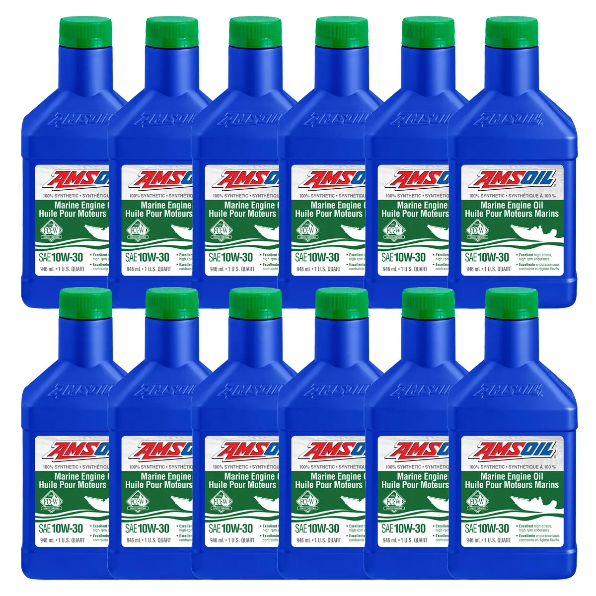 Amsoil 10W-30 100% Synthetic Marine Engine Oil Case Of 12 1