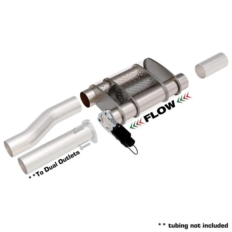 Qtp 2.5" Weld-On Screamer Muffler In 304 Stainless Steel With Bolt-On Qtec Electric Cutout 1